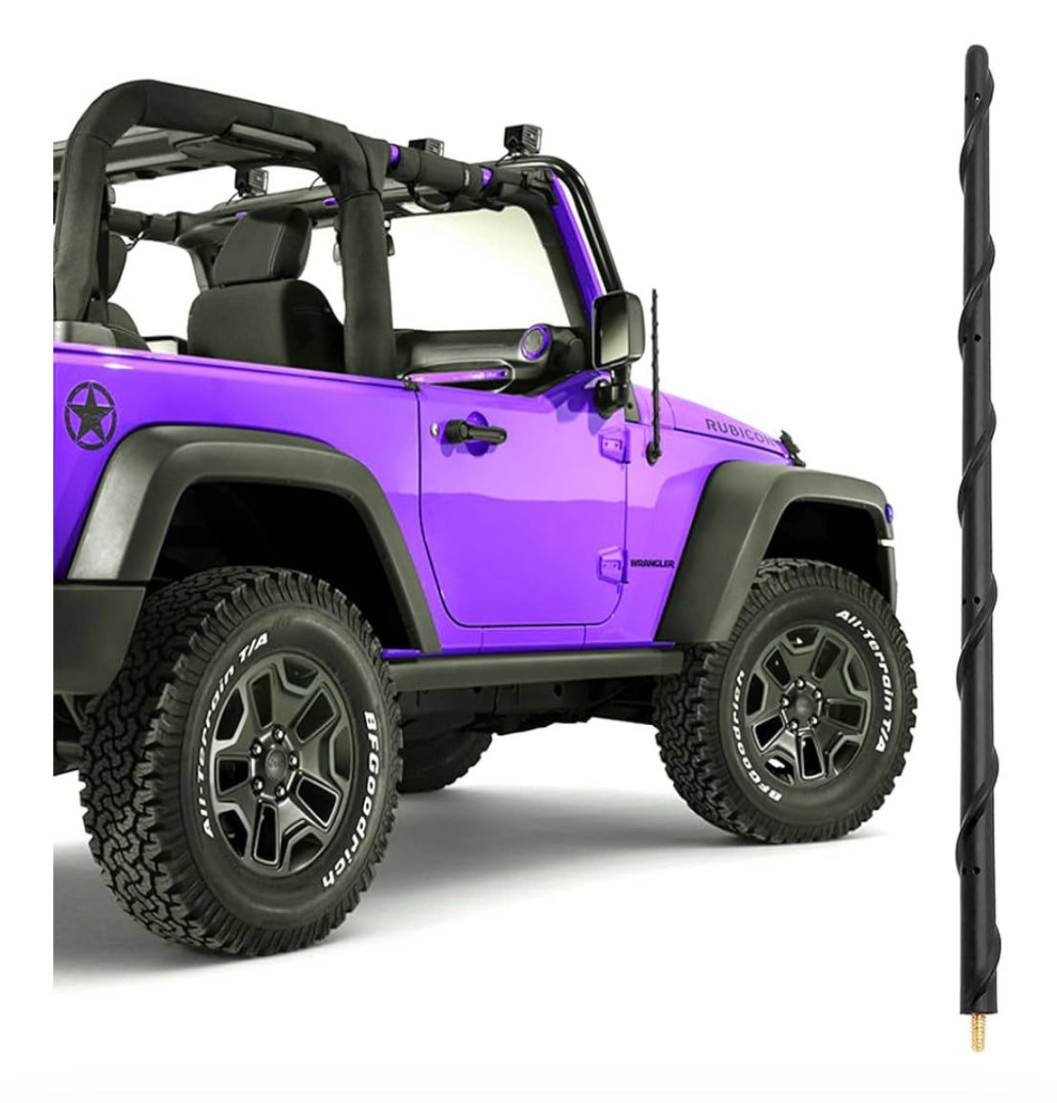 16 inch Rubber Spiral Upgraded Replacement Optimized Car Radio Antenna JEEP