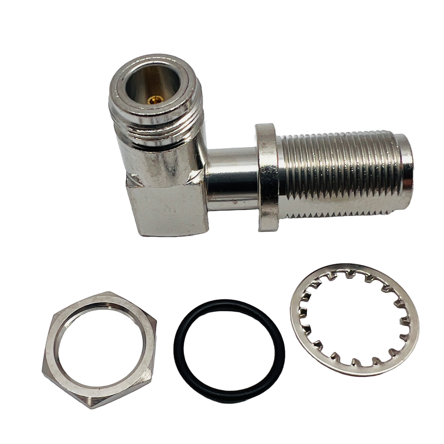 N Female to N Female Right Angle Bulkhead Adapter RF PE9541 BM50009 5004BR-4