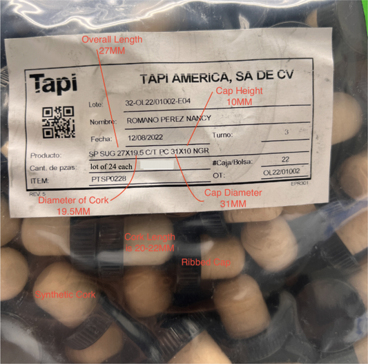 1250 pcs Tapi 19.5MM Reusable Synthetic Corks for Wine Bottles Oil Vinegar Beer