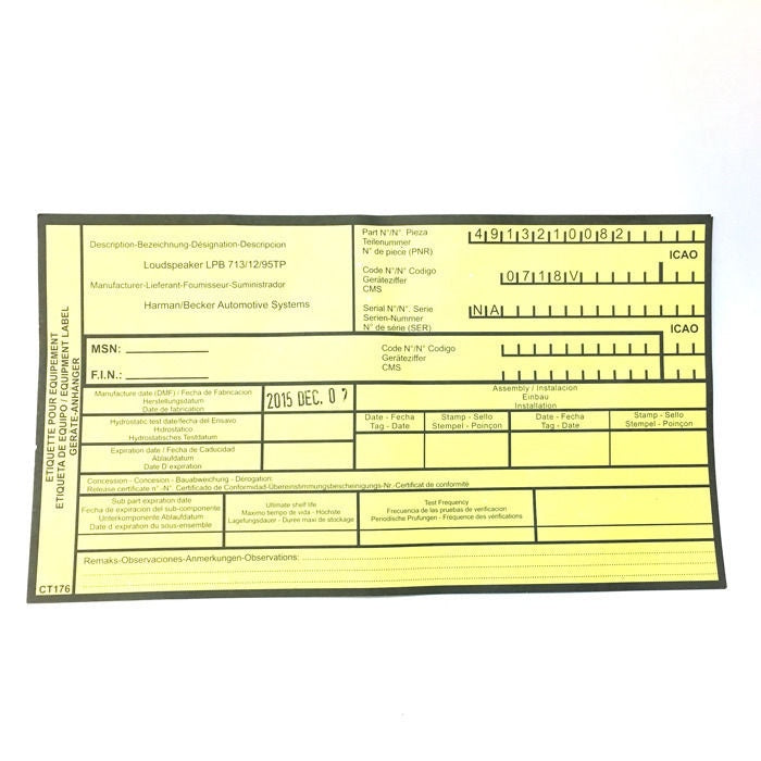 Speaker Aircraft Avionics Becker 4913211082 3"X 5" 15 Ohm 5965-12-381-7040 NSN