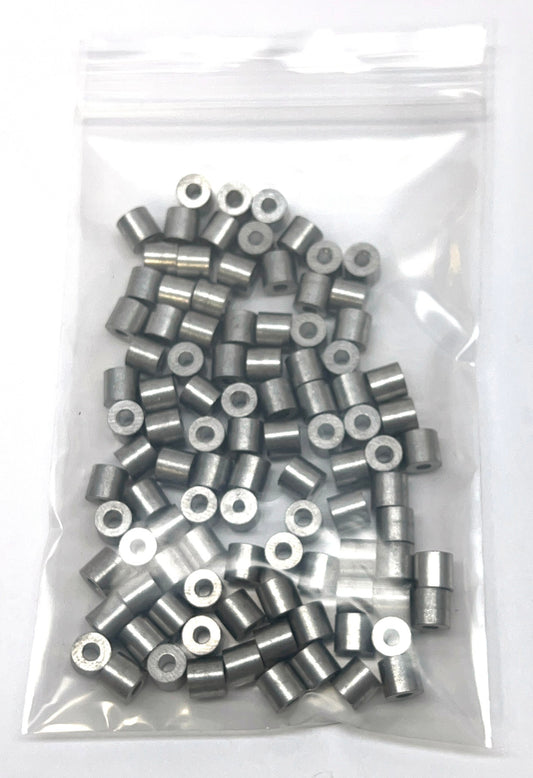 100 1/8" Aluminum Single Fence Cable Stop Ferrules Sleeves Traps Trapping Snares