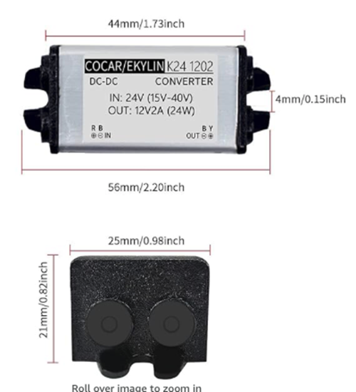 24V-12V DC-DC Cocar/Ekylin K241202 Input-24V (15V-40V) Output 12V2A (24W) - NEW