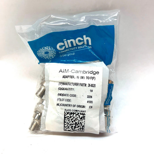 CINCH AIM-Cambridge 26-8020 Adapter N (M) to F (F) 10 Each NEW