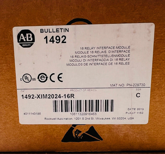 A-B Allen Bradley Rockwell Bulletin 1492 16 Relay Interface Module