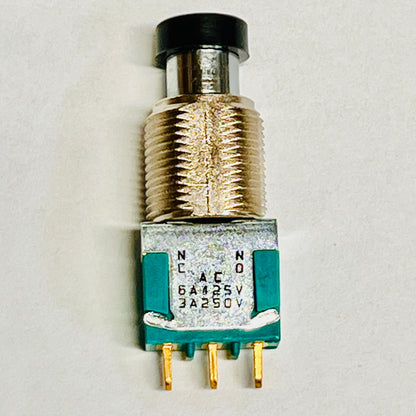 MPG106F Miniature Pushbutton Switch SPDT Momentary 6A 125V Solder Lug Black Cap