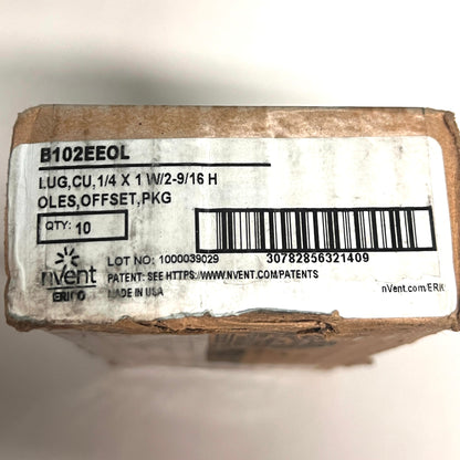 NVENT B102EEOL Lot/10 each New Copper Lugs Offset 2 Hole 1/4" Thick 1" Wide