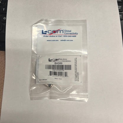 L-COM BA589 Coax Adapter TNC Plug / SMA Jack 50 Ohm - LOT/10 Each New