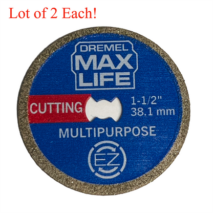 2 Each New Dremel Max Life 1-1/2" 38.1mm Diamond Cutting Wheels (EZ545HP)