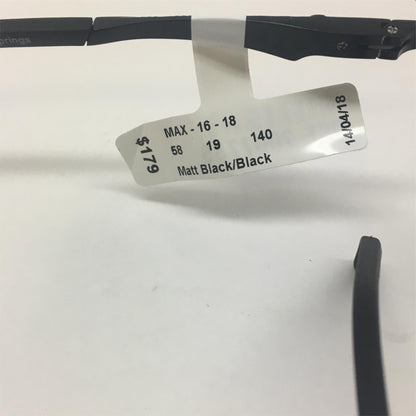 Eyeglass Frames MAXIM 16-18 Matt Black New!  Lot of 10 Each! Free Shipping!