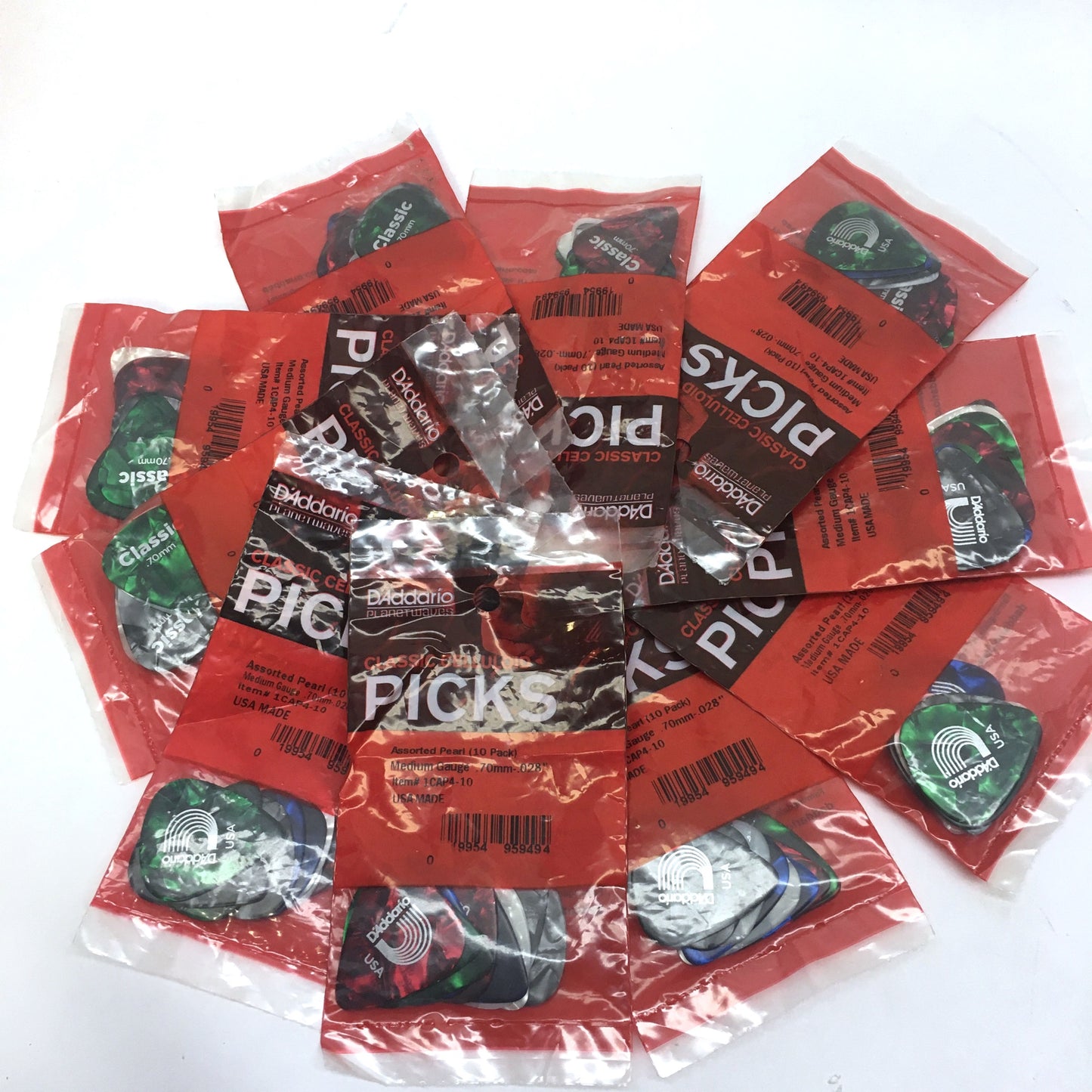 D'Addario Assorted Pearl Celluloid Guitar Picks, 100 pack, Medium New! Sealed