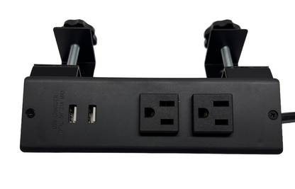 Furniture Power Outlet Clamp-On Dual AC & 2 USB 2.1A Charger Ports 10 FT Cord