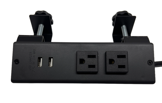 Furniture Power Outlet Clamp-On Dual AC & 2 USB 2.1A Charger Ports 10 FT Cord