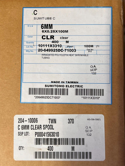 4 rolls Sumitube Clear Heat Shrink Tubing 6MM X 100 Meters Sumitomo 328 Feet