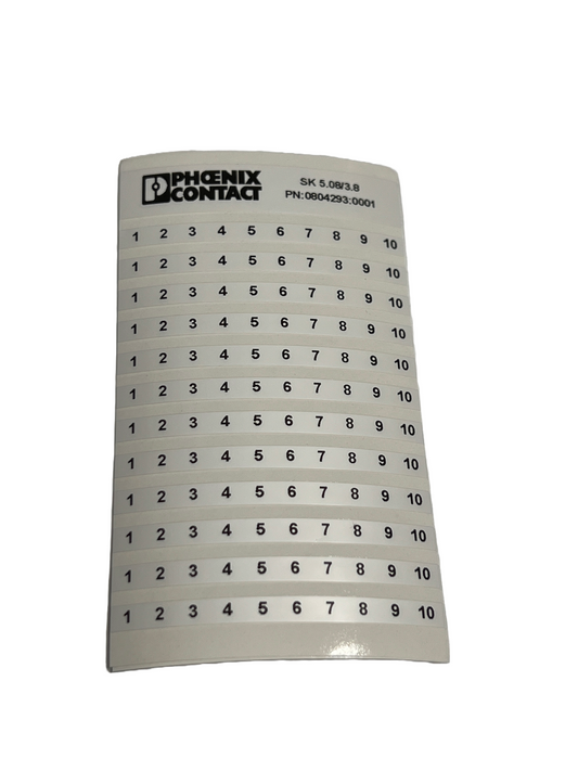 Phoenix Contact 0804293:0001 Preprinted Terminal Block Marker Strips 1-10