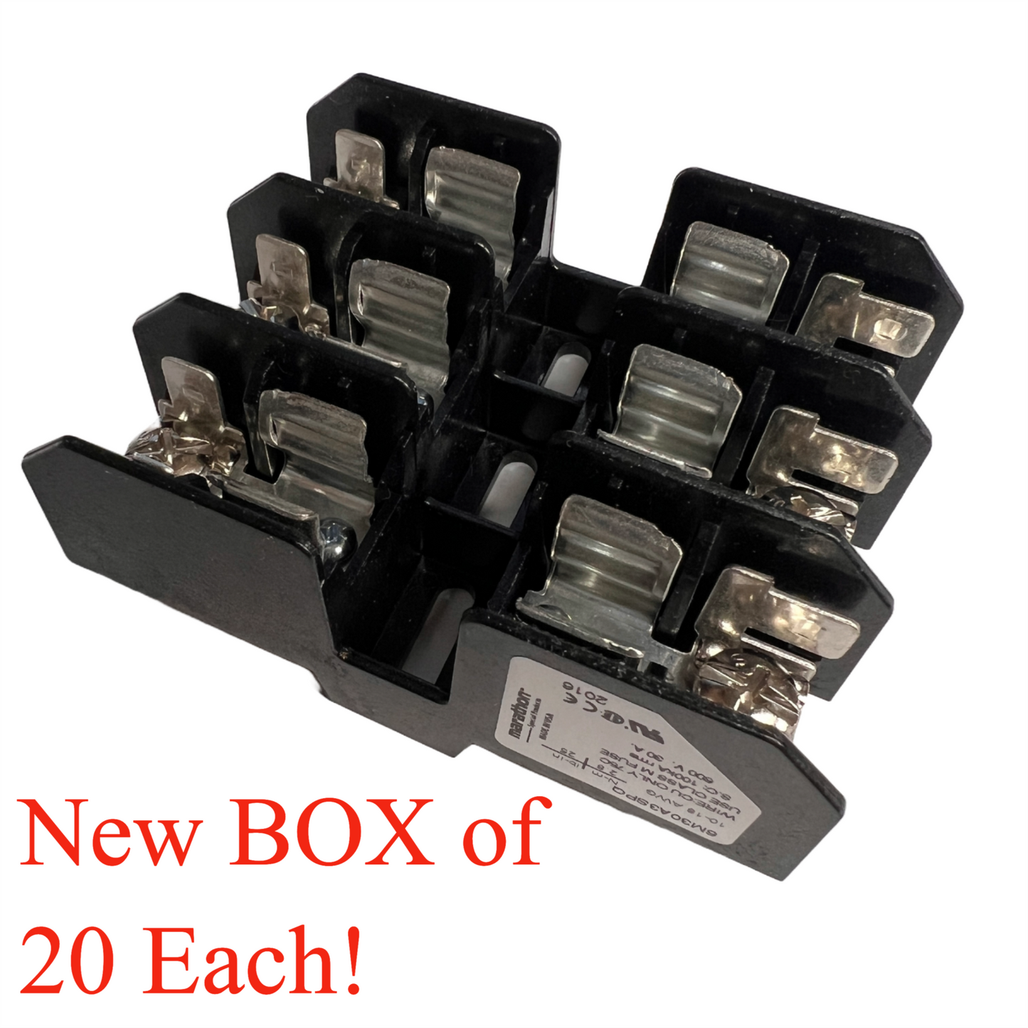 Marathon 6M30A3SPQ Fuse Holder 3 Fuses 600V/30A Class M BOX of 20 Each New
