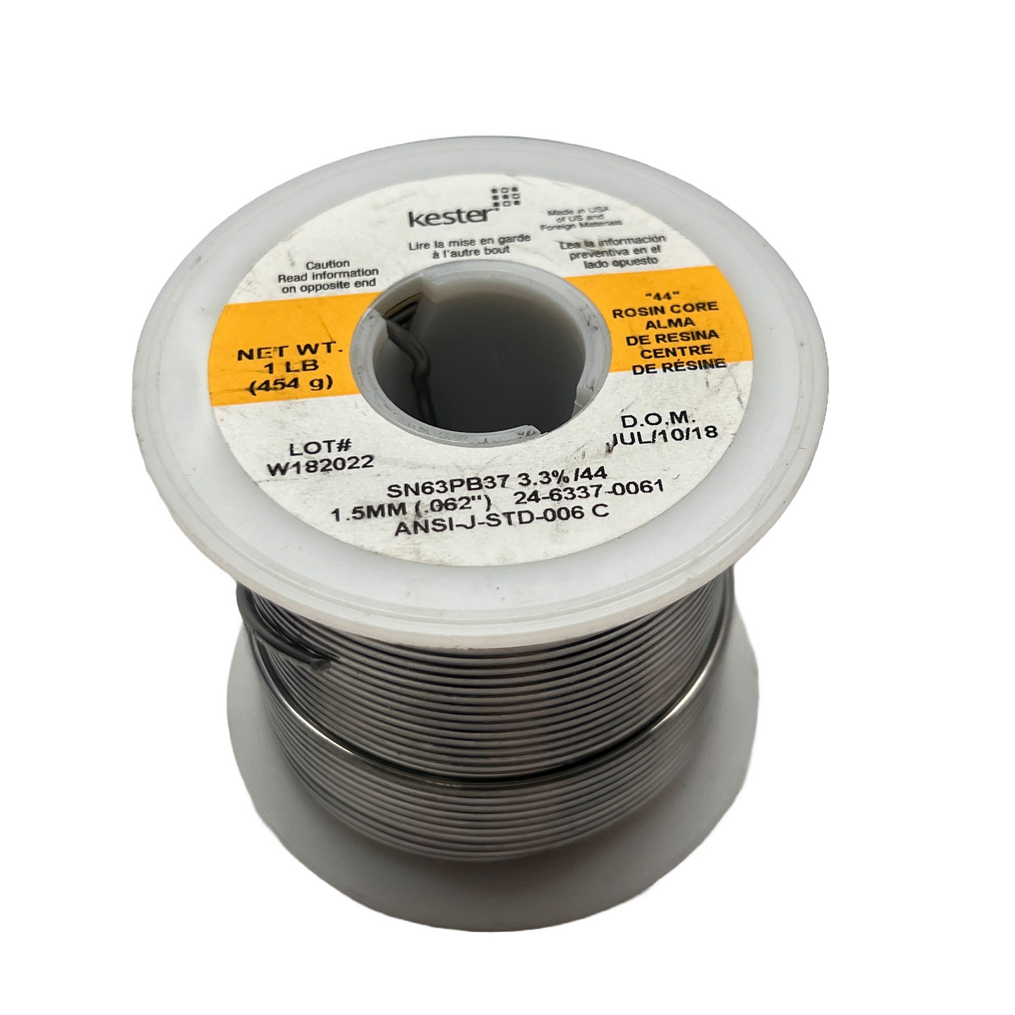 Kester Sn63Pb37 .062" 24-6337-0061 Rosin Tin/Lead Solder 1 Lb