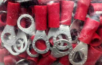 Insulated Ring Crimp Terminal Connector Red 22-16 Wire #10 (5MM) Stud 1000 Each