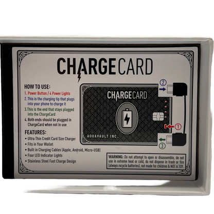 AquaVault AV10 Platinum 2300 mAh ChargeCard Credit Card PowerBank Apple Android