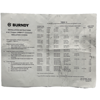 Burndy YH292CWC 144235 H-Crimpit Cover Kit Copper H-TAP kit of YH292C and CFDFRA