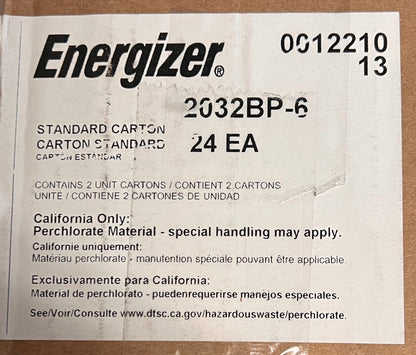 Energizer 2032 Batteries (144 Pack 24 pkg/6), 3V Lithium Coin Cells Use by 2036!