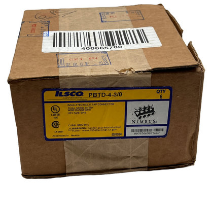 ILSCO PBTD-4-3/0 NIMBUS Insulated Multi-Tap Dual Sided Entry Connector 6 Each