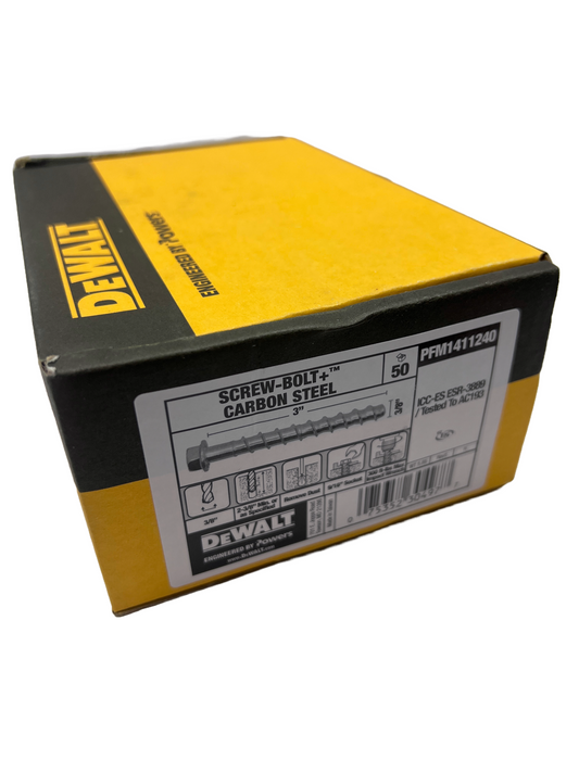 DEWALT Powers PFM1411240 Screw-Bolt+™ Concrete Anchor Screws 3/8"X3" 50 Pc New