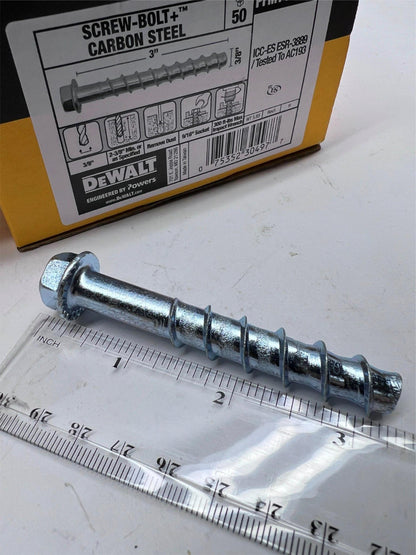 DEWALT Powers PFM1411240 Screw-Bolt+™ Concrete Anchor Screws 3/8"X3" 50 Pc New