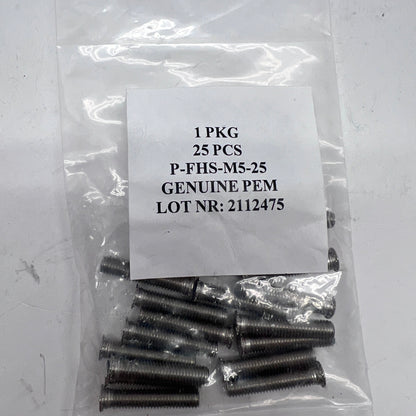 PEM FHS-M5-25 Stud Flush Screw Inserts Stainless Steel M5 Thread lot of 50 each