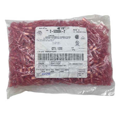 T.E. 2-520084-2 Faston Quick Connect Crimp Connectors 110 .125" 1000 Pcs 22-18GA