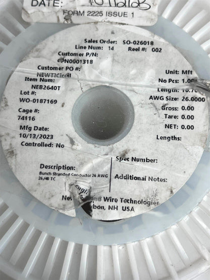 26 AWG Wire Stranded Un-Insulated Bare 26/40 Bunch Stranded New England Wire 9#