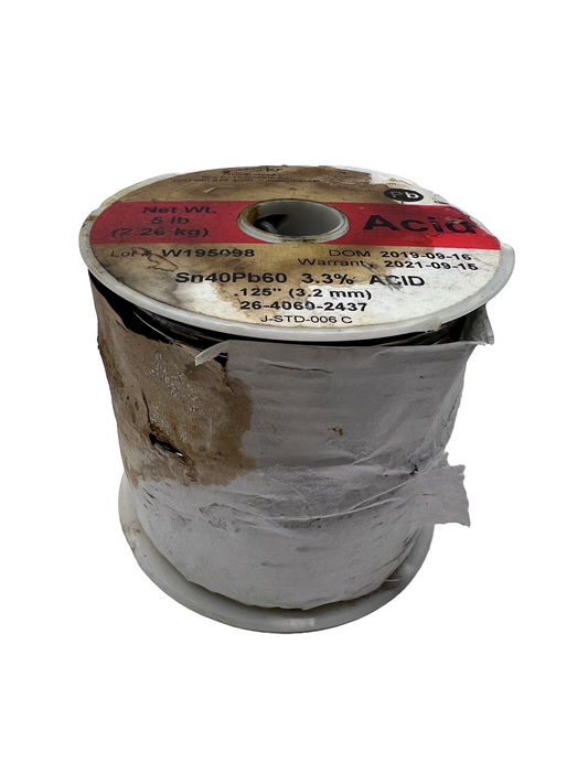 Kester Solder Acid Core 26-4060-2437 5 Lb Old Stock Tin / Lead .125 Inch