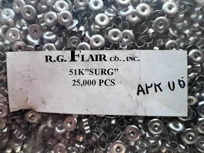 Butterfly Clutch Earring Back Surgical Steel 25,000 pcs New 51K "SURG" R.G.Flair