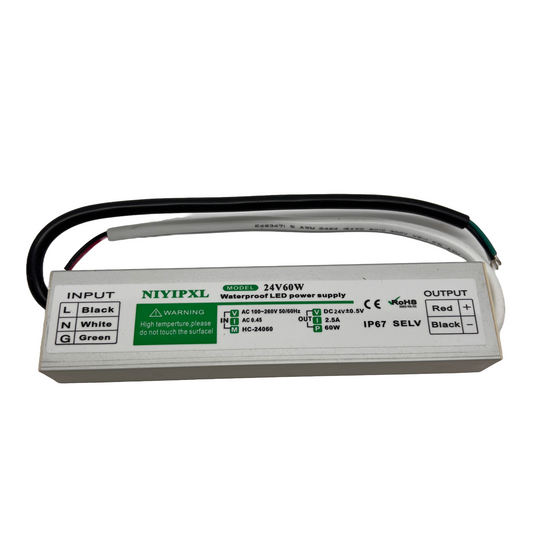 NIYIPXL 24V 60W Waterproof LED Power Supply 100-260V In 24VDC 60W Out New