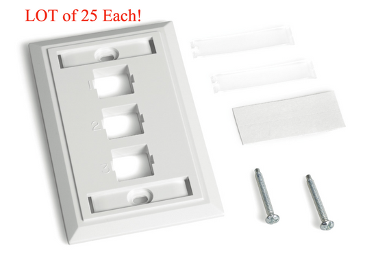 M13L-262 Lucent Comcode 108168501 L Type Flush Mounted Faceplate 3 Port White