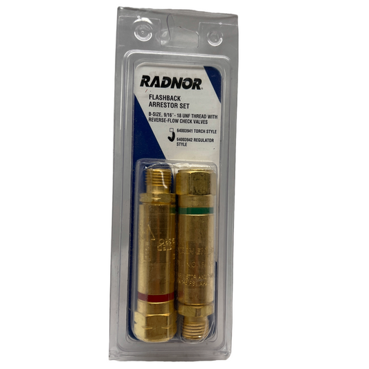 RADNOR 64003942 Flashback Arrestor Set Regulator Style Reverse-Flow Check Valve
