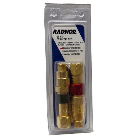 RADNOR 64003943 Quick-Connects Set Torch to Hose Reverse-Flow Check Valves New