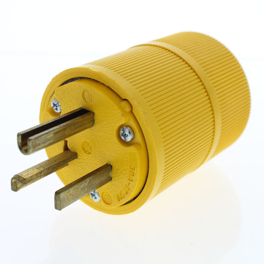 P&S D0531 Yellow Gator Grip Industrial Straight Blade Plug NEMA 5-30P 30A 125V