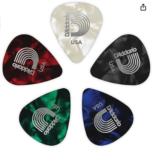 D'Addario Assorted Pearl Celluloid Guitar Picks, 100 pack, Medium New! Sealed