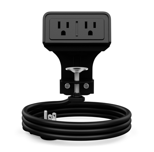 EON Desktop AC Power Dual Outlet Tabletop Module With Clamp Black