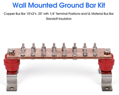 10" Copper Ground Bar Kit 900A Equipment Power Grounding 16 Terminals Ham Radio