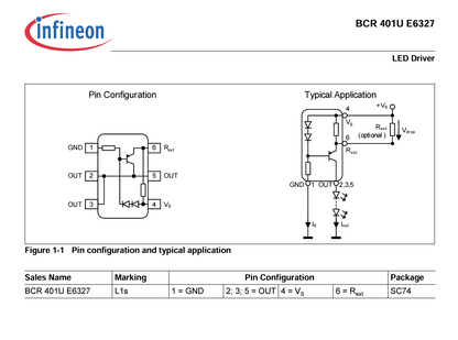Infineon BCR401UE6327 LED Driver Chip 3000 Pcs