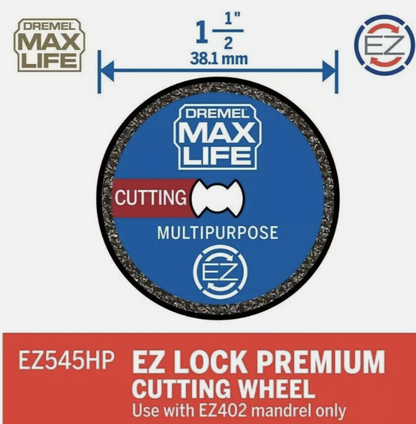 2 Each New Dremel Max Life 1-1/2" 38.1mm Diamond Cutting Wheels (EZ545HP)