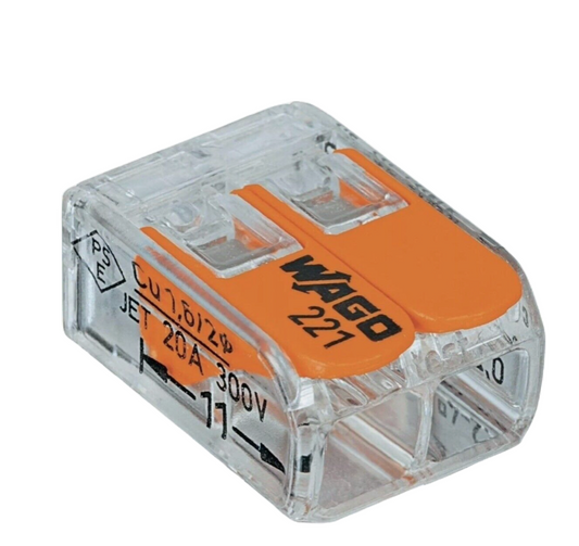 WAGO 221-412 Splicing Connector 100 Each 2 Conductor Compact Connectors 24-12 GA