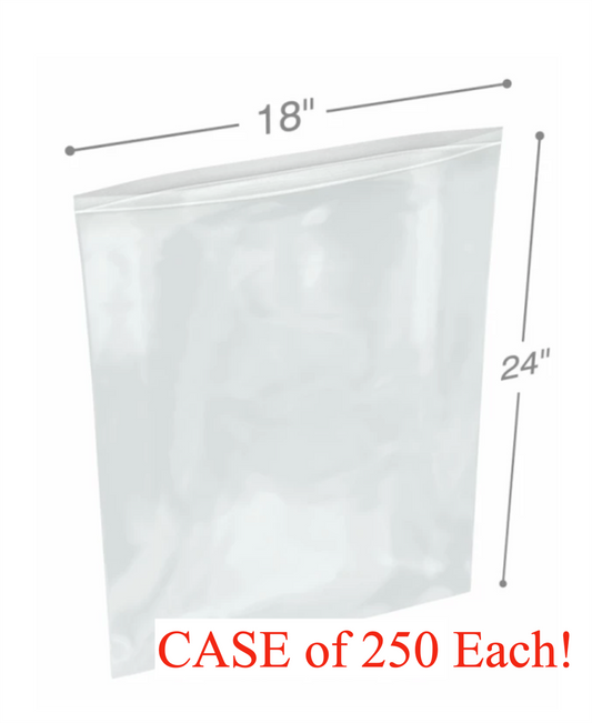 ULINE S-7457 18" X 24" Zipper Reclosable Polyethylene 4 Mil Bags Carton of 250