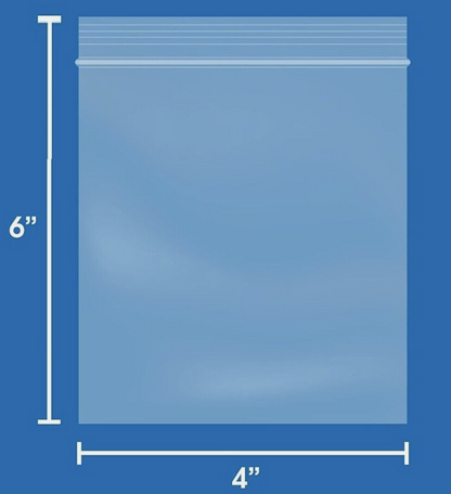 4"X6" 2 MIL Clear Zipper Bags LDPE MGZ2P0406 1000 pcs (10 Dispenser Bags of 100)
