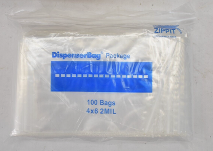 4"X6" 2 MIL Clear Zipper Bags LDPE MGZ2P0406 1000 pcs (10 Dispenser Bags of 100)
