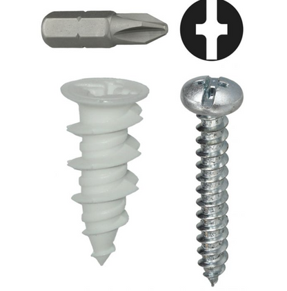 Dottie WDK8N Nylon #8 Walldriller Anchor Kit of 50 Walldrillers w/ Screws & Bit
