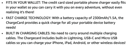 AquaVault AV10 Platinum 2300 mAh ChargeCard Credit Card PowerBank Apple Android