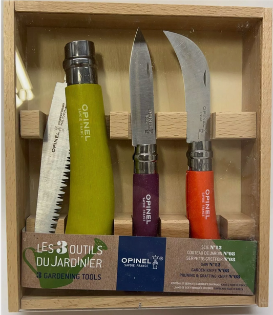 Opinel 254274 Garden knife set + storage case Green, Rose, Orange, Chrome New