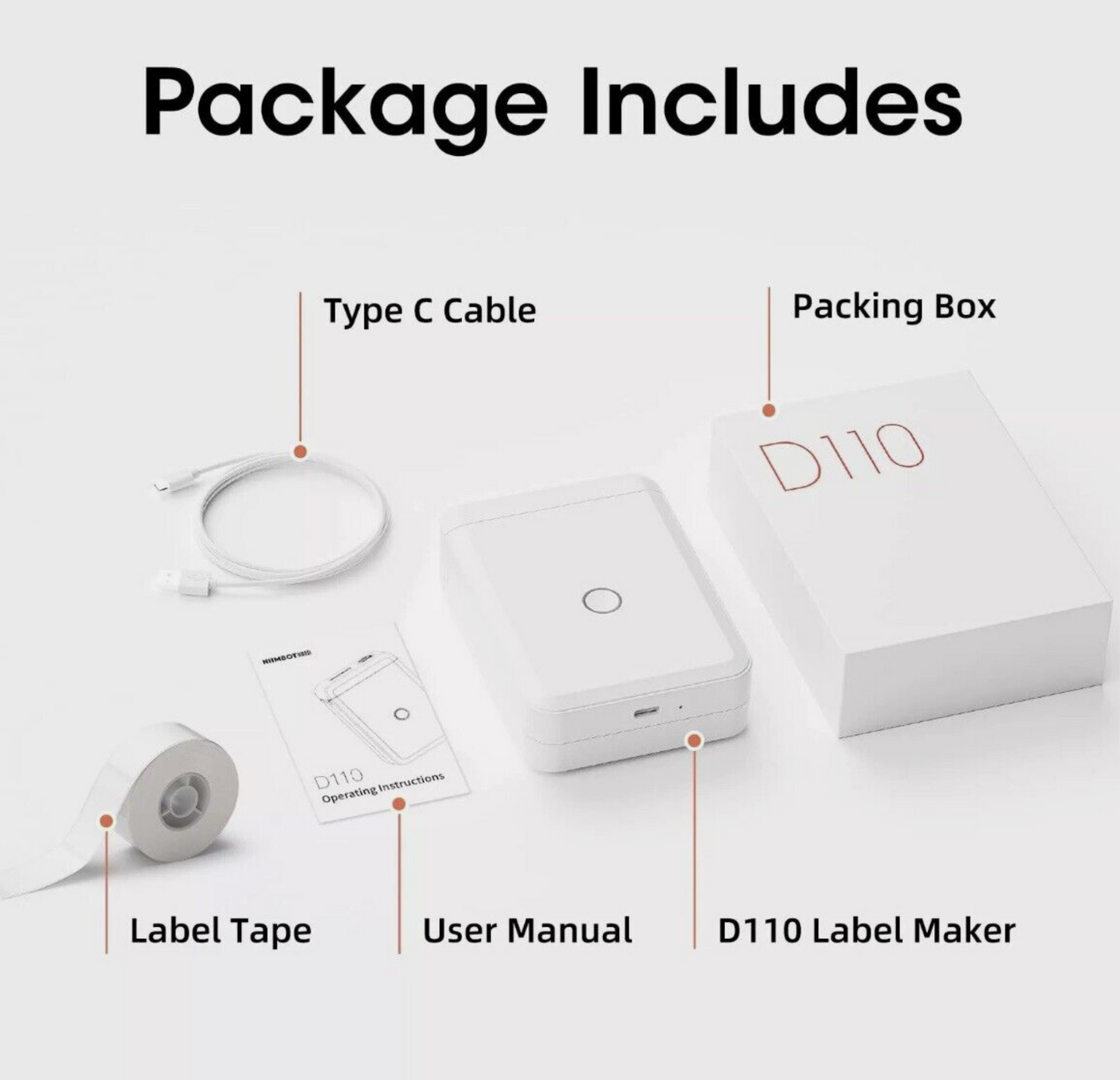 NimBot D110 Portable Bluetooth Wireless Thermal Label Printer White New/ Sealed